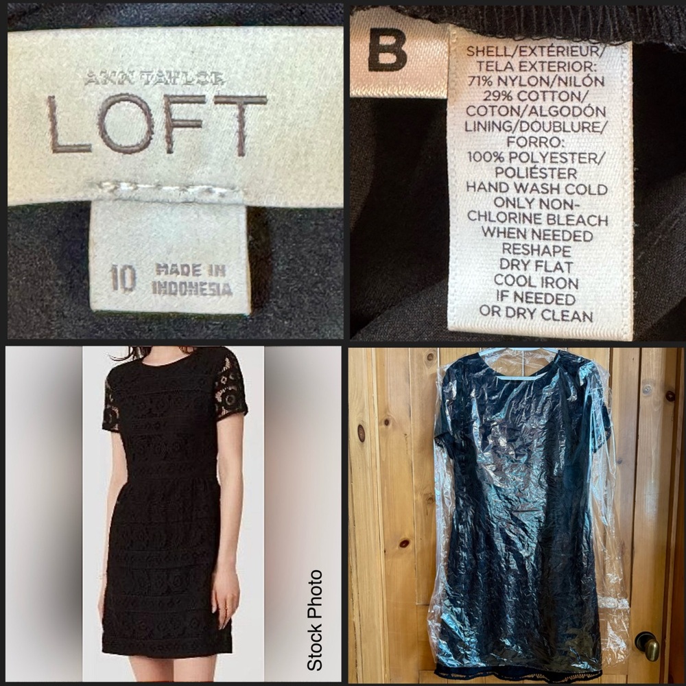 LOFT Classic Black Lace Short Sleeve Lined Dress (10) - Picture 6 of 17